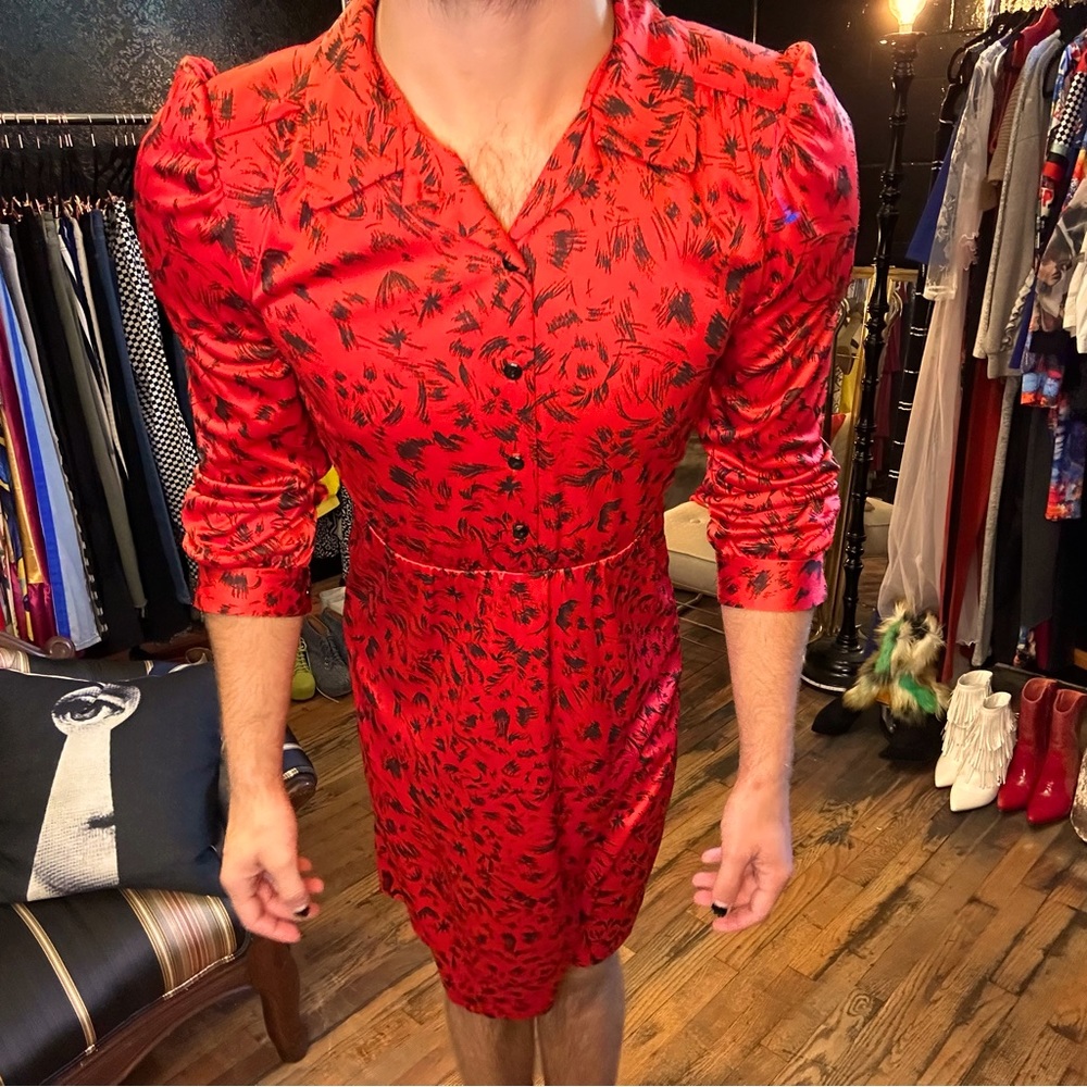 Red Thatch Silk Dress vintage